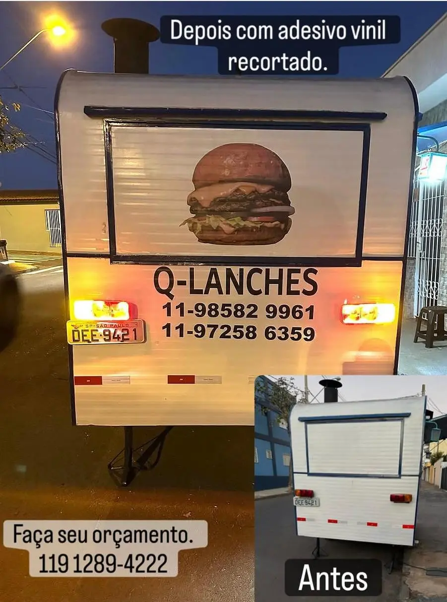 Adesivo em vinil recortado aplicado em Food Truck - Profissional Print